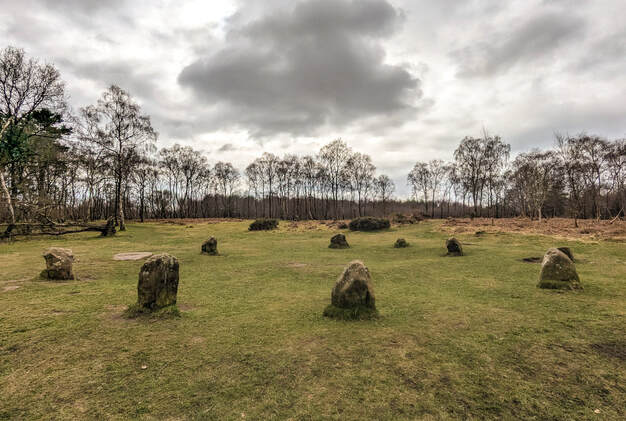 The Niine Ladies stone circle, on Stanton Moor, near Birchover