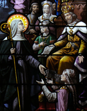 King Alfrid entrusts Elfleda to St Modwenna's care